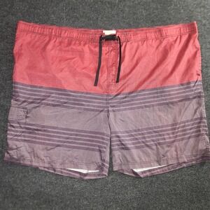 True Nation Men's 5XL Board Shorts Red Purple Stripe Swim Trunks 9" Inseam Lined